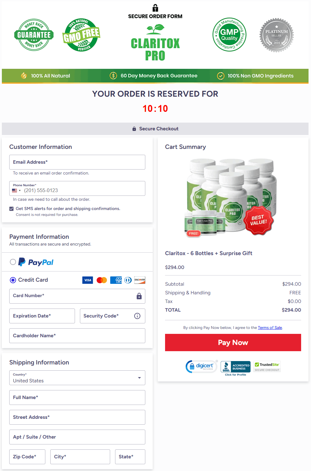 secure checkout page